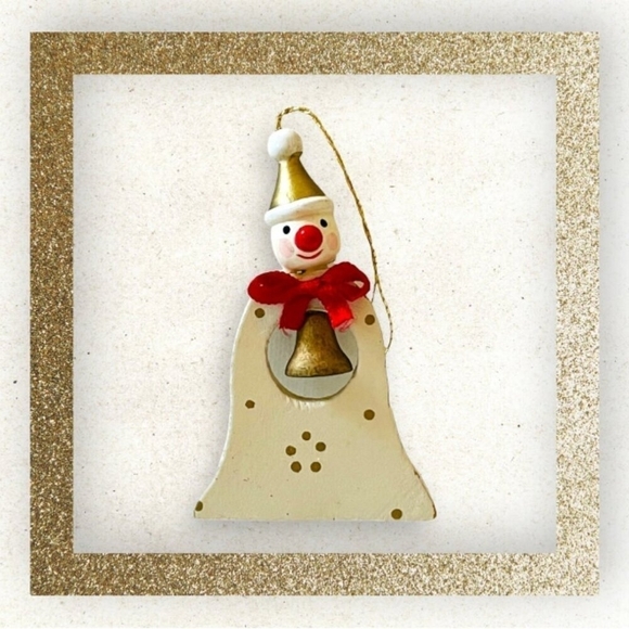 Vintage Xmas Bell Wooden Christmas Ornament Snowman Xmas Ornament Holiday Decor - Picture 1 of 3